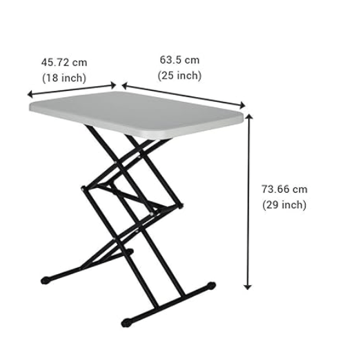 Supreme Scissor Contemporary Height-Adjustable Multi-Purpose Plastic Table for Work from Home, Study, Dining & Outdoor (Grey, Folding Table, Rectangular) - Image 3